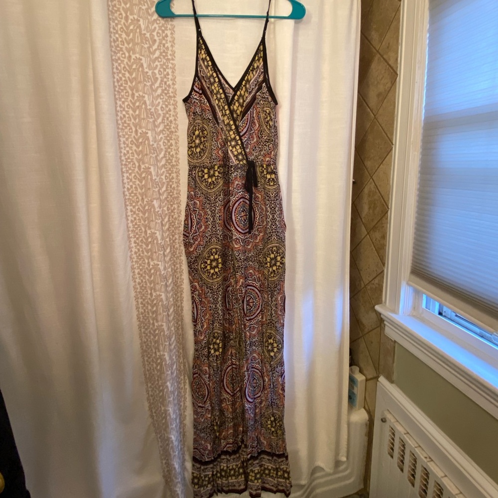 Orange and black retro patterned jumpsuit